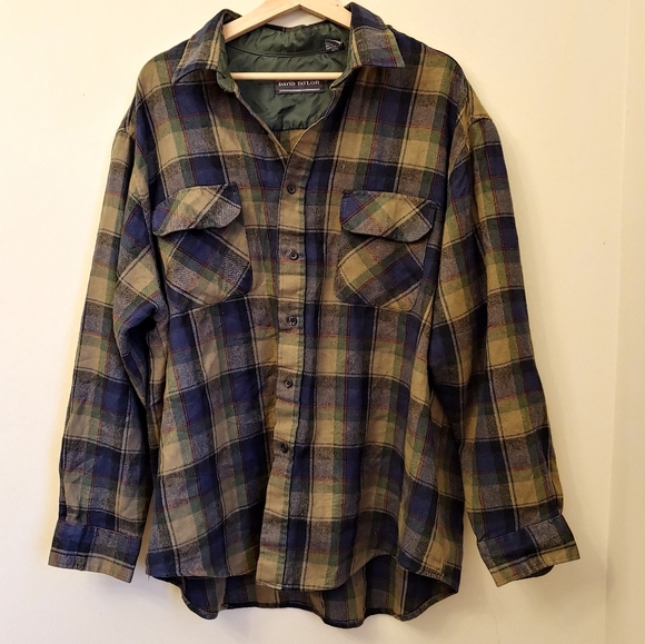 Vintage Other - Vintage David Taylor 100% Acrylic Blue a yellow Button Down shirt Shacket jacket